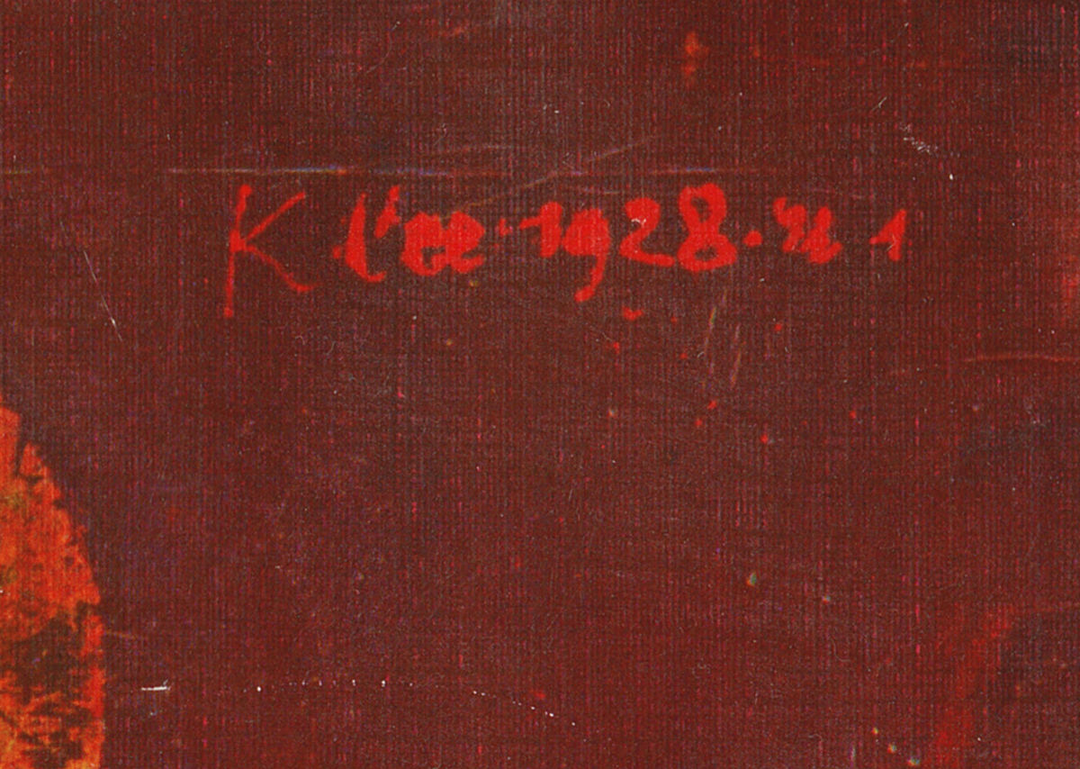 Detail 3: Klee signature and work number in Castle and Sun